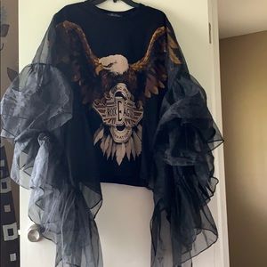 Super funky Eagle top with chiffon sleeves